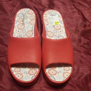 Women's Red Slide Sandals New With Out The Box